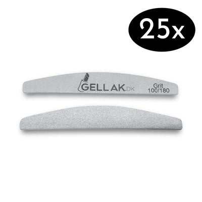 25x Premium Neglefil Grå 100/180 Grit Neglefil Gellak.dk