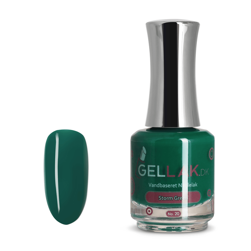 Vandbaseret Neglelak No. 20 "Storm Green" Vandbaseret Neglelak Gellak.dk