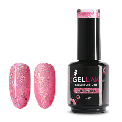 Gel Neglelak Glimmer | 15 ml | Pink Temptation No. | Gellak.dk