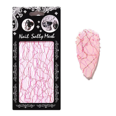 Nail Art - Mesh i Pink/Guld Artwork Gellak.dk